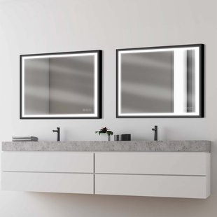 Klassieke Badkamerspiegel Swann - Rechthoekig - Zwart - 75x90 Cm