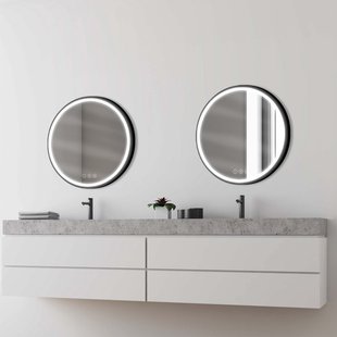 Badkamerspiegel Met Verlichting Swann Black 2 - Rond - Zwart - Ø60 Cm