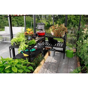 Set Voor Een Aluminium Tafel Met 2 Niveaus Met De Afmetingen 121 X 54 X 76 Cm (b X D X H), In De Kleur Zwart.