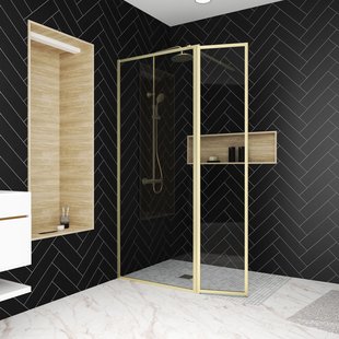 Aurlane - Inloopdouche + Korte Zijwand Edge 80+40 X 200cm - Goud Profiel - 6 Mm Helder Glas