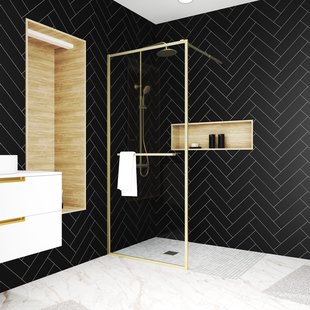 Aurlane - Inloopdouche Edge 90 X 200cm - Goud Profiel - 6 Mm Helder Glas