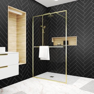 Aurlane - Inloopdouche Edge 120 X 200cm - Goud Profiel - 6 Mm Helder Glas