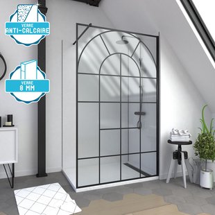 Aurlane - Inloopdouche Garden 120 X 195cm - Zwart Profiel - 8 Mm Helder Glas