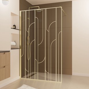 Aurlane - Inloopdouche Art Deco 120 X 195cm - Goud Profiel - 5 Mm Helder Glas