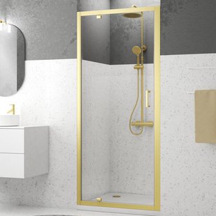 Aurlane - Douchedeur Factory 90 X 200cm - Goud Profiel - 6 Mm Helder Glas
