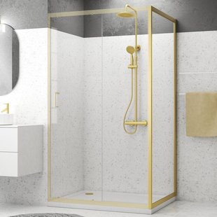 Aurlane - Zijwand Factory 80 X 200cm - Goud Profiel - 6 Mm Helder Glas