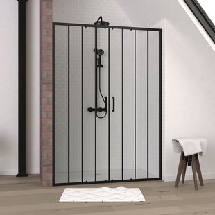 Aurlane - Douche Schuifdeur Factory 140 X 200cm - Zwart Profiel - 6 Mm Helder Glas