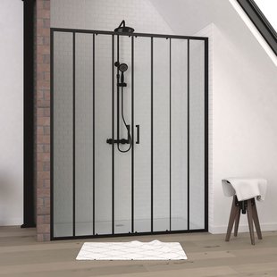Aurlane - Douche Schuifdeur Factory 160 X 200cm - Zwart Profiel - 6 Mm Helder Glas