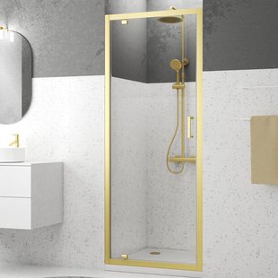 Aurlane - Douchedeur Factory 80 X 200cm - Goud Profiel - 6 Mm Helder Glas
