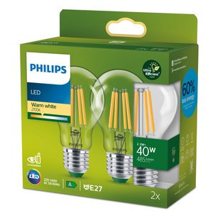 Philips Ledfilamentlamp Peertje Classic - D6cm - Warm Wit - E27 - 2w - 2 Stuks