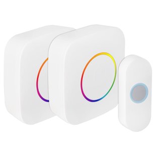 Exin Gong Set Set - Beldrukker - Op Batterij - 2x - Rgb Licht - Wit