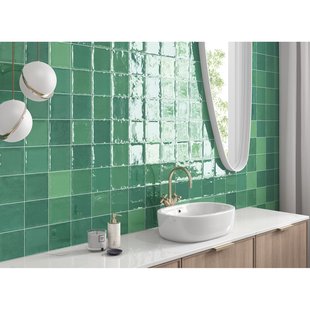 Zellige Wandtegel - Groen - Glanzend - 12x12 Cm - 0,55 M²