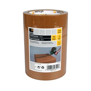 Sencys Verpakkingstape - Bruin - 66m X 50mm - 3 Stuks