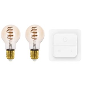Eglo Slimme Ledfilamentlamp Aanpasbaar Wit A60 Amber E27 4,9w 2 Stuks