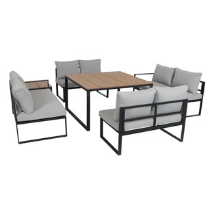 Central Park Loungeset Santorini - Staal En Polywood - Antraciet - 8 Personen - Vierkant