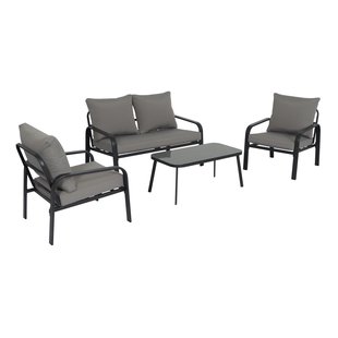 Central Park Loungeset Milos - Staal - Donkergrijs - 4 Personen