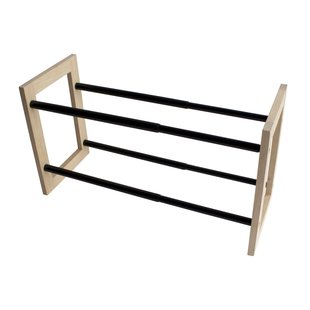 Schoenenrek Uitschuifbaar Bamboe Zwart 35-62x22x32cm