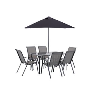 Central Park Tuinset Paolo - Staal - Antraciet - Met Parasol - 6 Personen