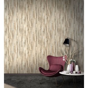 Vliesbehang Smalle Plankjes - Naturel - Vergrijsd Licht Beige Houtkleur - 10,05m X 53cm