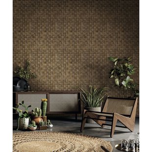 Vliesbehang Natuurlijk Vlechtwerk Walnoten Kleur - Bruin - 10,05m X 53cm