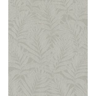 Vliesbehang Bladeren - Taupe - Grijs - Zilver - 10,05m X 53cm