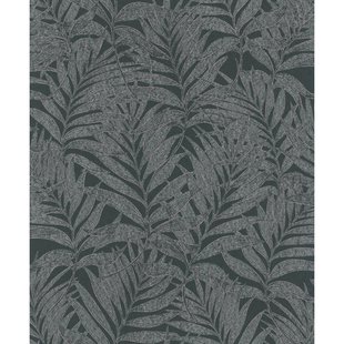 Vliesbehang Bladeren - Zwart - Zilver - Roze - 10,05 M X 53 Cm