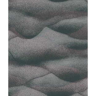Vliesbehang Glooiende Bergen - Zwart - Zilver - Zilvergrijs - Auberginepaars - 10,05m X 53cm