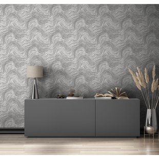 Vliesbehang Marmerprint - Middengrijs - 10,05m X 53cm