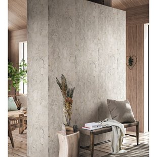 Vliesbehang Grove Natuursteen Tegel - Heel Licht Grijs - 10,05m X 53cm