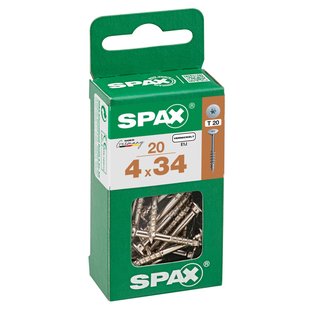 Spax Universele Schroef T-star Vernikkeld Verzonken Kop Torx - 4x34mm - 20 Stuks