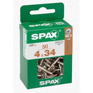 Spax Universele Schroef T-star Vernikkeld Discuskop Torx - 4x34mm - 50 Stuks