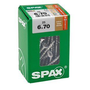 Spax Universele Schroef T-star Wirox Verzonken Kop Torx T30 - 6x70mm - 25 Stuks