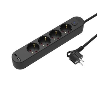 Sencys Stekkerdoos 4-voudig Met Usb A+c Zwart 3 Meter