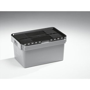 Distributiebak 600x400x320 Mm, 52 L. Grijs, Met Scharnierdeksel