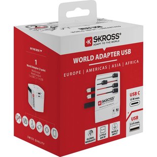 Nedis Wereldadapter - 4-in-1 Stekkersysteem, Usb-a & Usb-c - Wit