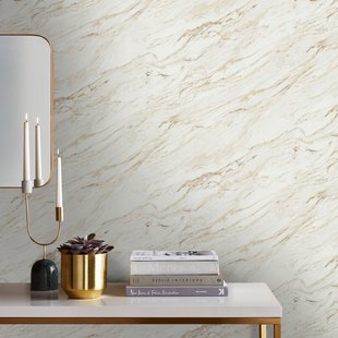 Easy Décor Vliesbehang Carrara Marmer - Wit - Goud - 10,05m X 52cm