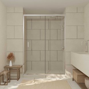 Aurlane - Douche Schuifdeur Factory 140 X 200 Cm - Chroom Profiel - 6 Mm Helder Glas
