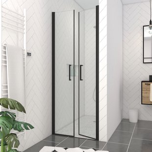 Aurlane - Dubbele Douche Draaideur Saloon 80 X 200cm - Zwart Profiel - 6 Mm Helder Glas