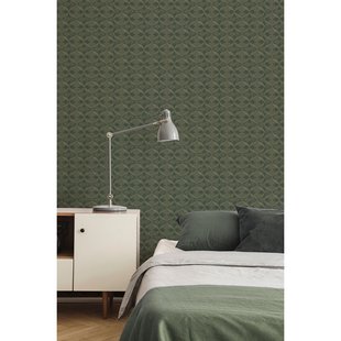 Vliesbehang Antibes An28231 - Donkergroen - Goud - 10,05 M X 53 Cm