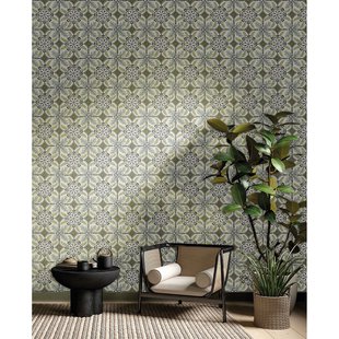 Vliesbehang Antibes An28241 - Wit - Grijs - Mosgroen - 10,05 M X 53 Cm