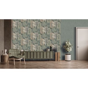 Vliesbehang Antibes An28283 - Groen - Grijs - Beige - 10,05 M X 53 Cm
