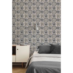 Vliesbehang Antibes An28242 - Wit - Zwart - Lichtgrijs - Middengrijs - Donkerblauw - 10,05m X 53cm