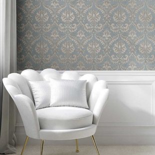 Vliesbehang Classic & Elegant 23606 - Vergrijsd Lichtblauw - Ijsblauw - Beige - 10,05m X 53cm