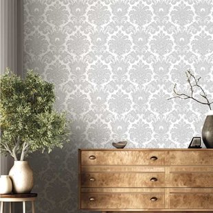 Vliesbehang Classic Elegant 23611 - Off White Met Glans - Zilver - 10,05m X 53cm