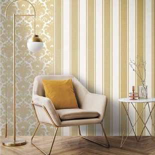 Vliesbehang Classic & Elegant 23612 - Licht Goudgeel - Offwhite - 10,05 M X 53 Cm