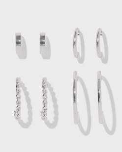 HEMA Oorringen zilver - 4 stuks (Silver)