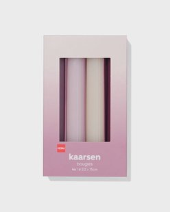 HEMA Huishoudkaarsen 16x⌀2.2cm roze - 4 stuks (roze)