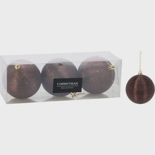 Home & Styling Collection Kerstbal polystyreen bruin - 3 stuks (ø8 cm)