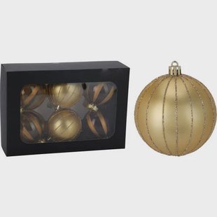 Nova Belle Kerstballen polypropyleen goud - 6 stuks (ø8 cm)