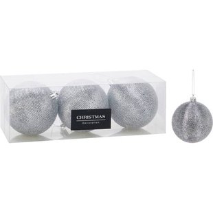 Home & Styling Collection Kerstbal polystyreen zilver - 3 stuks (ø8 cm)